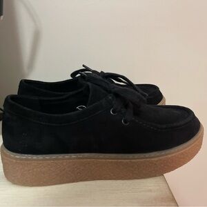 Hush Puppies Black Suede Bridgett Platform Shoes